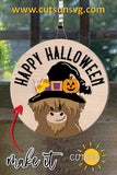 Halloween Highland Cow door hanger SVG Round door hanger svg