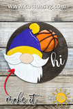 Interchangeable Round Gnome door hanger SVG Basketball Gnome svg Add-on Gnome Hi Door hanger svg Basketball svg Glowforge svg Laser cut file