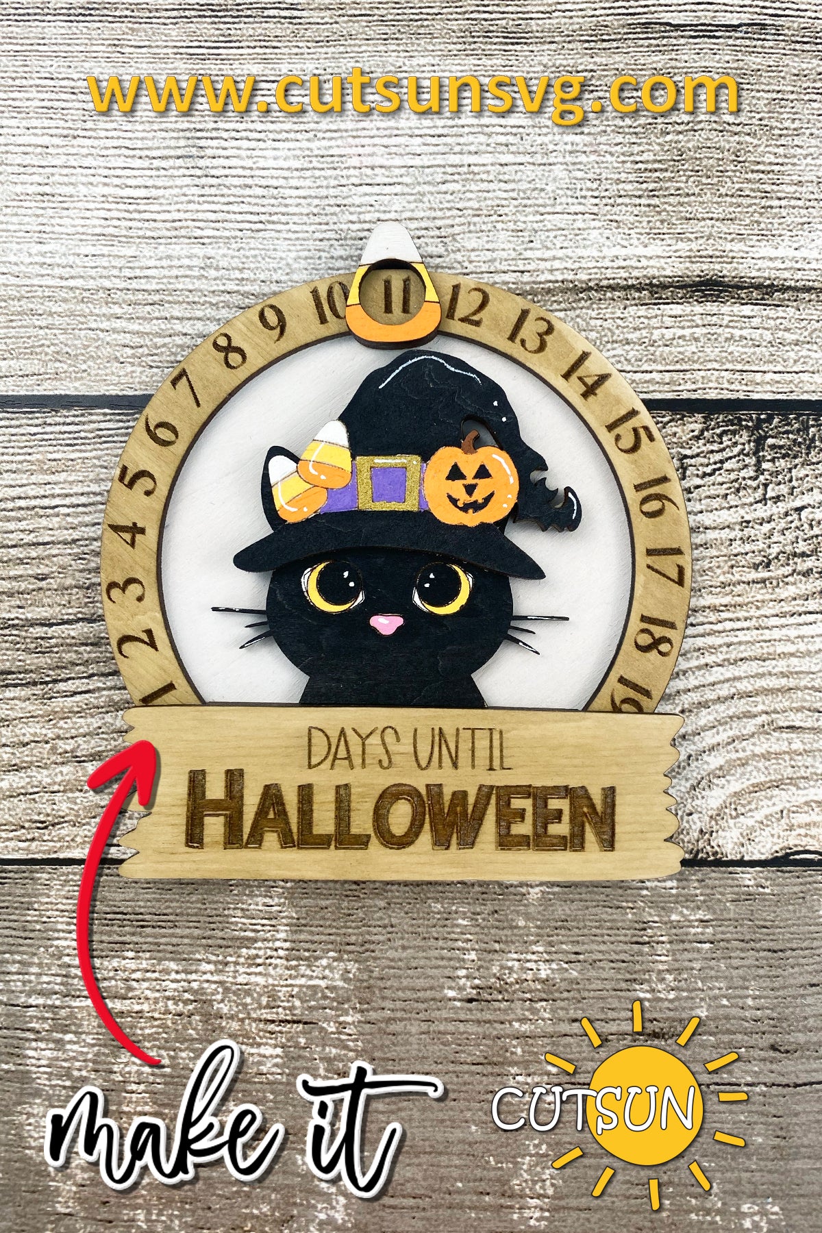 Halloween Countdown SVG Cat Countdown | Days Until Halloween SVG laser cut file