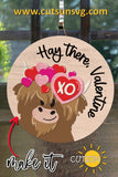 Valentine's day Highland Cow door hanger SVG Laser cut file