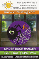 Cute Spider Halloween door hanger SVG file for laser cutters or Cricut