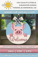 Pig welcome door hanger SVG file