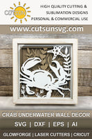 Beach house Wall decor Crab shadow box Glowforge SVG Laser cut file Cricut SVG