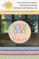 Easter door hanger svg Every bunny Welcome Easter bunny door hanger Bunny svg Glowforge svg laser cut file