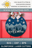 Winter mountains door hanger SVG digital download