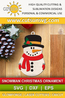 Snowman Christmas ornament SVG laser cut file