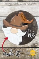 Interchangeable Round Gnome door hanger SVG Cowboy Gnome svg Add-on Gnome Hi Door hanger svg Cowboy boot svg Western svg Laser cut file