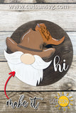 Interchangeable Round Gnome door hanger SVG Cowboy Gnome svg Add-on Gnome Hi Door hanger svg Cowboy boot svg Western svg Laser cut file