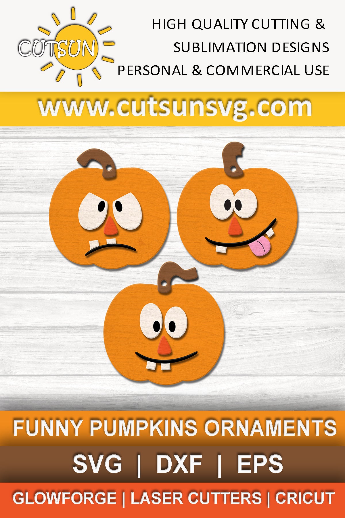 Funny pumpkins ornaments SVG bundle
