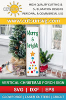 Merry and bright vertical Christmas porch sign