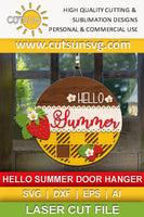 Hello Summer Strawberries Door hanger SVG