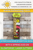Hello Spring porch sign add-on with a free Interchangeable Porch leaner SVG included Glowforge SVG Laser cut file
