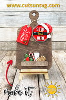 Christmas Add-on and Interchangeable Cutting board decor SVG - Santa Stop here add-on