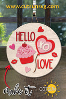 Valentine Cupcake door hanger SVG Laser cut file