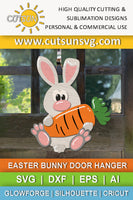 Easter bunny holding a carrot door hanger - digital download for use with laser cutters and Cricut / Silhouette craft cutting machines