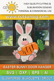 Easter bunny holding a carrot door hanger - digital download for use with laser cutters and Cricut / Silhouette craft cutting machines