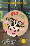 Dairy Cow Let's get lit Door Hanger SVG Christmas lights door hanger SVG