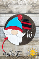 Interchangeable Round Gnome door hanger SVG Curling Gnome svg Add-on Gnome Hi Door hanger svg Curling svg Glowforge svg Laser cut file