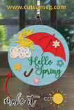 Hello Spring Umbrella door hanger SVG Laser cut file