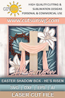 Easter wall decor He's Risen shadow box SVG Glowforge SVG Laser cut file