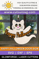 Halloween cat door hanger svg