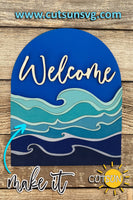 Beach Door Hanger SVG Laser Cut File Welcome Sign svg Beach Leaning Sign Waves SVG Ocean SVG Beach svg Cricut svg Glowforge Files