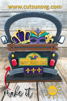 Mardi Gras Add-on for Interchangeable Farmhouse Truck / Garden Wheelbarrow SVG Laser cut file