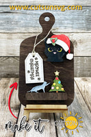 Christmas cat Add-on and Interchangeable Cutting board decor SVG