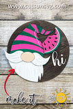 Interchangeable Round Gnome door hanger SVG Summer Gnome svg Add-on Gnome Hi Door hanger svg Watermelon svg Glowforge svg Laser cut file