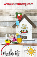 Hello Summer Add-on for the Interchangeable House and Fence Shelf decor SVG FILE