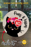 Valentine's day Cat door hanger SVG Laser cut file