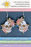 Floral skull earrings SVG