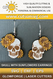 Sunflower skull earrings SVG
