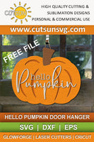 Hello Pumpkin door hanger SVG | Pumpkin door sign SVG FREEBIE