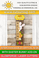 Easter Bunny porch sign add-on with a free Interchangeable Porch leaner SVG included Glowforge SVG Laser cut file
