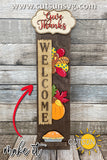 Thanksgiving SVG porch sign add-on with an Interchangeable Porch leaner SVG Turkey vertical sign SVG Give thanks svg Laser cut file