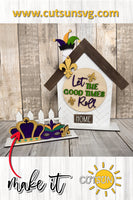 Mardi Gras SVG Add-on for the Interchangeable shelf decor svg House and Fence set SVG FILE Let the good times roll Laser cut file