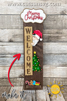 Merry Christmas porch sign add-on with a free Interchangeable Porch leaner SVG Santa svg vertical porch sign Christmas decor Laser cut file