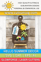 Hello Summer Add-on and Interchangeable Cutting board decor SVG Glowforge SVG Laser cut file