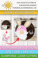 Interchangeable Round Gnome door hanger SVG Easter Gnome svg Add-on Gnome Hi Door hanger svg Glowforge SVG Laser cut file