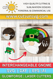 Interchangeable Round Gnome door hanger SVG St Patrick's day Add-on Gnome Hi Door hanger svg Glowforge SVG Laser cut file