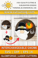 Interchangeable Round Gnome door hanger SVG Gnome svg Thanksgiving Gnome svg Add-on Gnome Hi Door sign svg Glowforge SVG Laser cut file