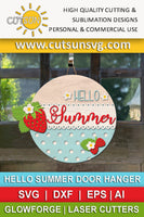 Hello Summer Strawberries Door hanger SVG