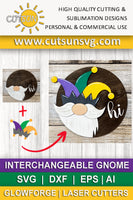 Interchangeable Round Gnome door hanger SVG Mardi Gras Add-on Gnome Hi Door hanger svg Glowforge SVG Laser cut file