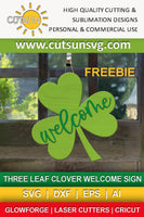 Clover Welcome door hanger St Patrick's day SVG FREE FILE