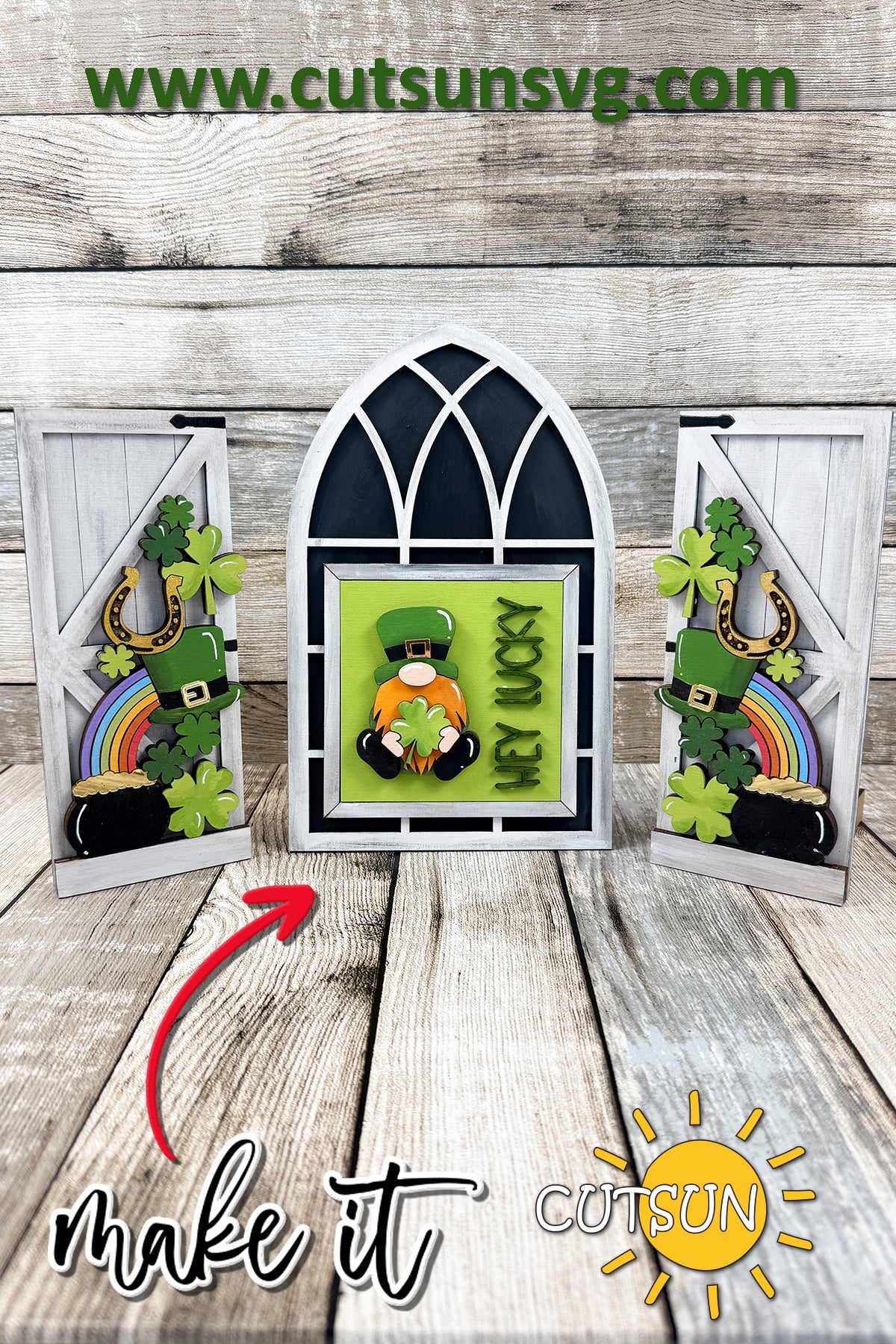 St. Patrick’s Day Gnome Add-On for Farmhouse Interchangeable Window | Laser Cut Digital Files