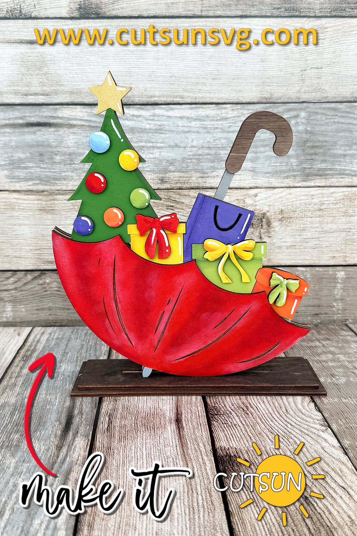 Christmas Tree Add-On for Interchangeable Umbrella – Festive Laser Cut SVG File