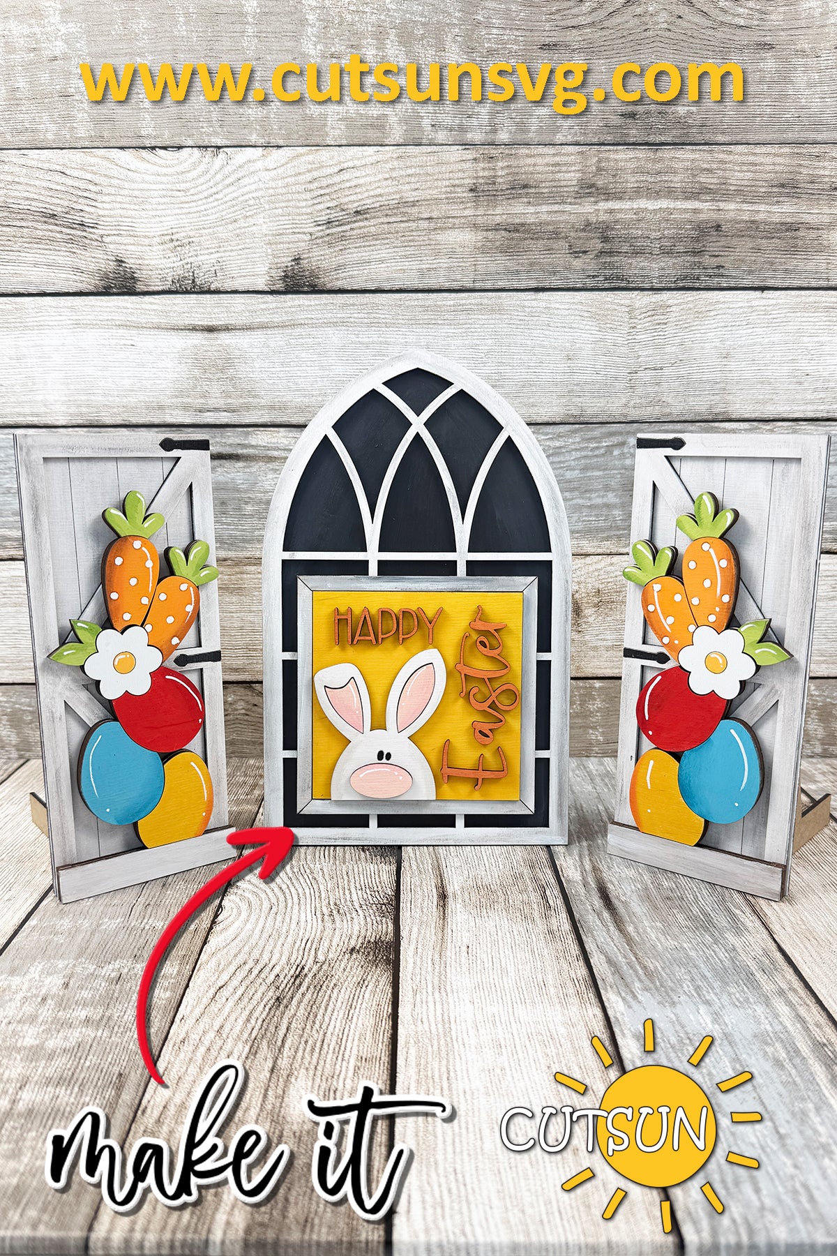 Easter Bunny Add-On for Farmhouse Interchangeable Window | Laser Cut Digital Files