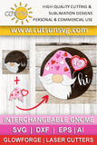 Interchangeable Round Gnome door hanger SVG Valentines day Add-on Gnome Hi Door hanger svg Glowforge SVG Laser cut file