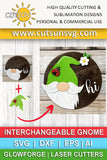 Interchangeable Round Gnome door hanger SVG Spring Add-on Gnome Hi Door hanger svg Glowforge SVG Laser cut file